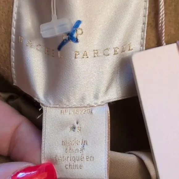 NWT Rachel Parcell Camel Plaid Cropped Coat Polyester Wool Blend Size XS - Picture 4 of 12